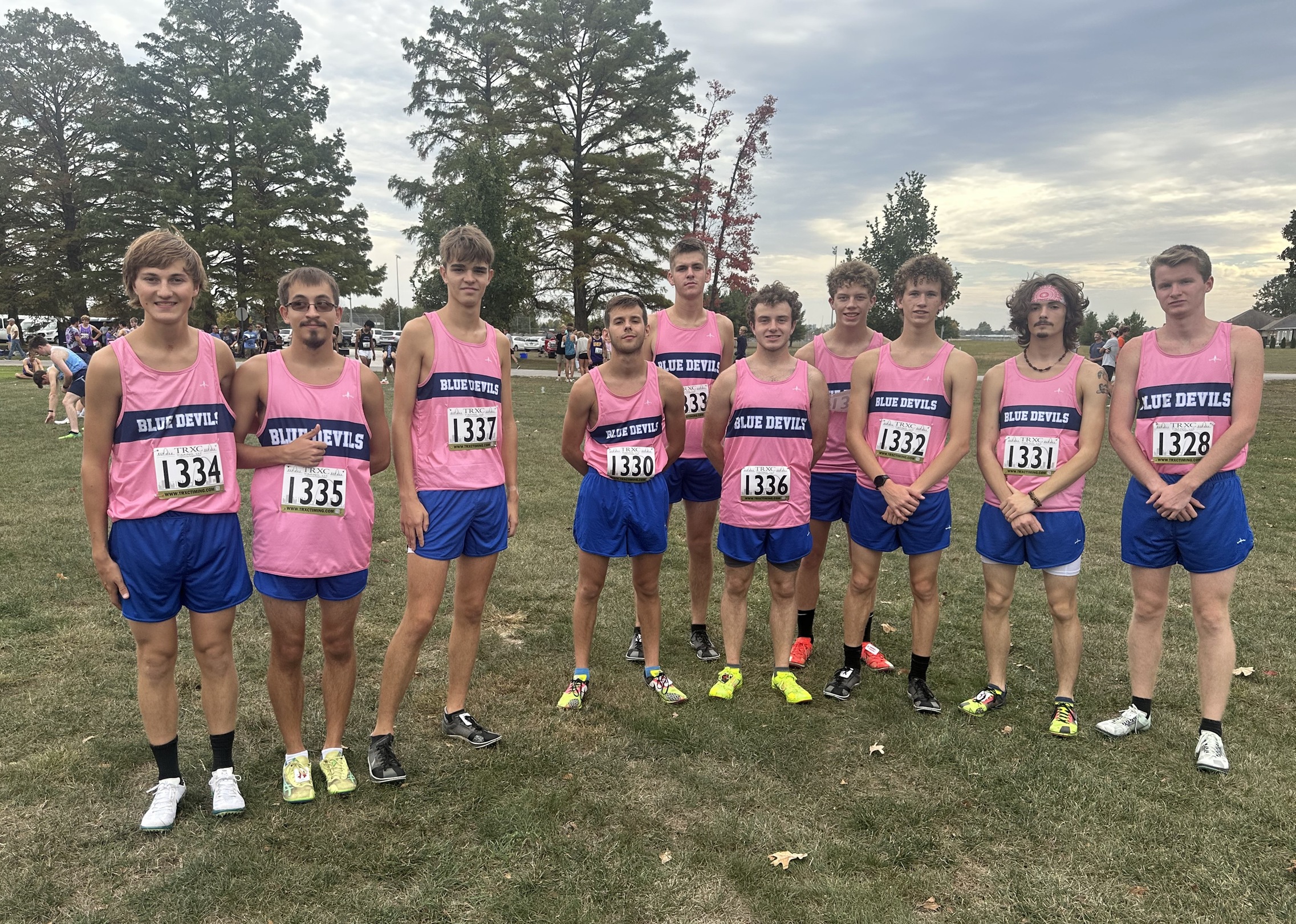 The Blue Devils sporting the pink jerseys.